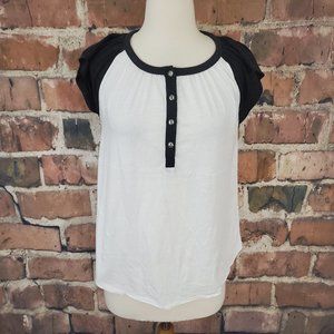 Chaser Ruched Button Down Tee M NWT